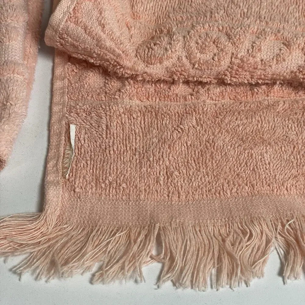 VTG CANNON MONTICELLO SANTA CRUZ 1 Hand Towel 3 Washcloth Fringe Peach